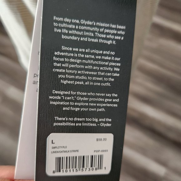 Glyder Simplicity Polo Linen Cream grey Stripe Limitless Movement Size Large - Picture 7 of 10